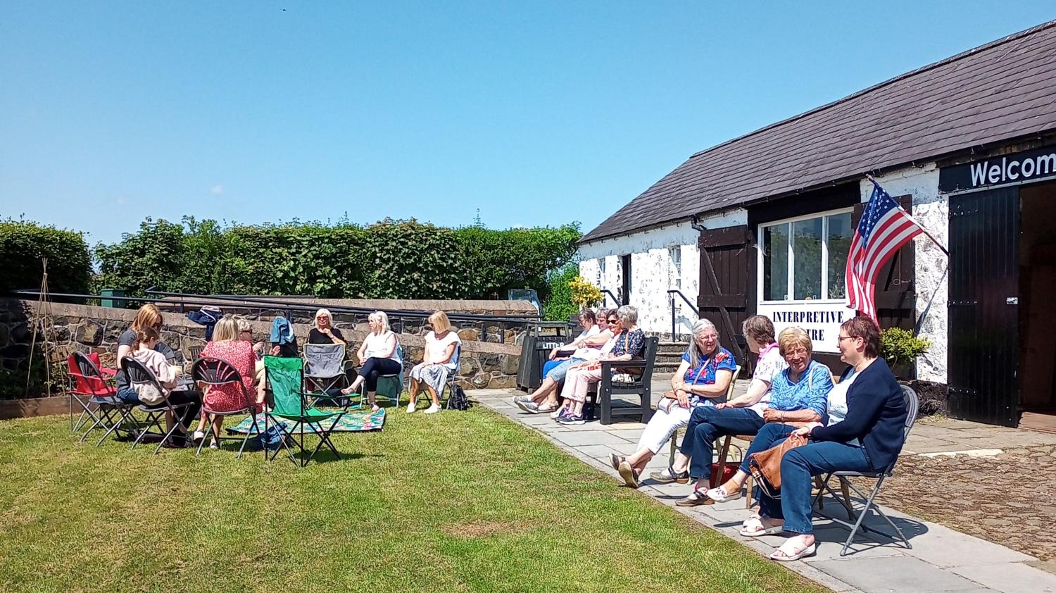 Picnic on the lawn of Arthur Cottage